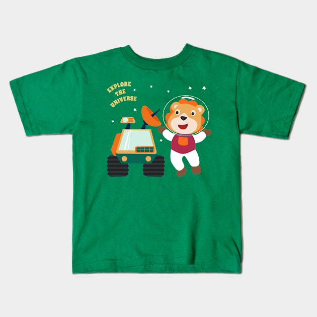 Cute lion astronaut Kids T-Shirt by KIDS APPAREL